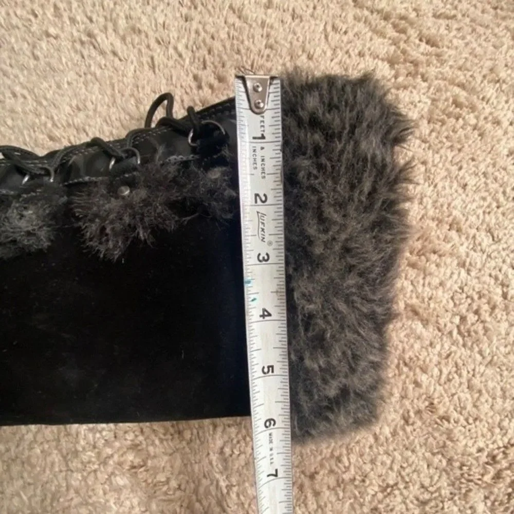 Sporto Millie Stone Suede W Faux Fur Lace-up Winter Snow Boot Waterproof Sz 9M